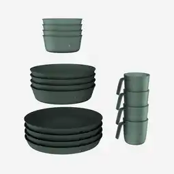 Decathlon Camping servies 500 voor 4 personen 8 borden 4 kommen 4 mokken aanbieding