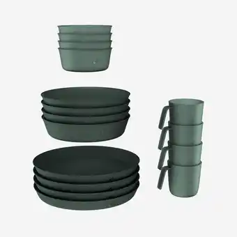 Decathlon Camping servies 500 voor 4 personen 8 borden 4 kommen 4 mokken aanbieding