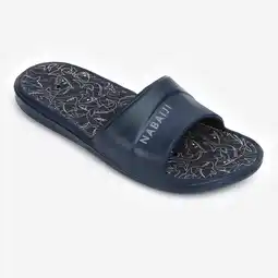 Decathlon Badslippers voor kinderen Slap 500 zwart met haaienprint aanbieding
