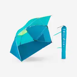 Decathlon Parasol strandtent Iwiko 180 blauw geel UPF50+ 3 personen aanbieding