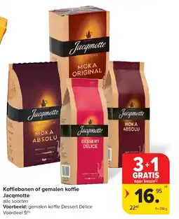 Carrefour Ko ebonen of gemalen koffie Jacqmotte aanbieding