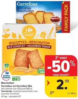 Carrefour Beschuiten Carrefour en Carrefour Bio aanbieding