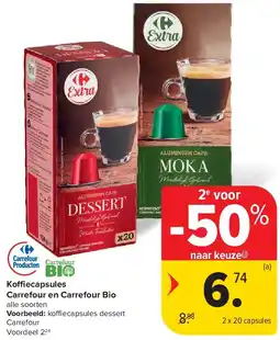 Carrefour Koffiecapsules Carrefour en Carrefour Bio aanbieding