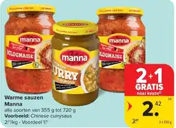 Carrefour Warme sauzen Manna aanbieding