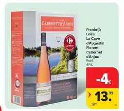 Carrefour Frankrijk Loire La Cave d’Augustin Florent Cabernet d’Anjou aanbieding