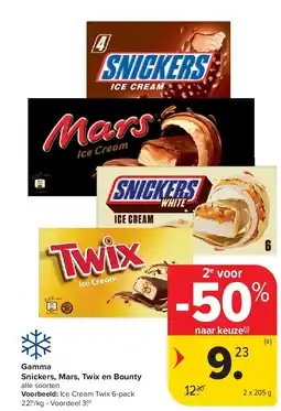 Carrefour Gamma Snickers, Mars, Twix en Bounty aanbieding