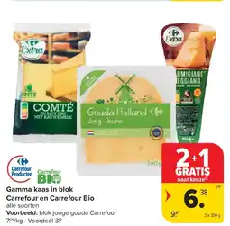 Carrefour Gamma kaas in blok Carrefour en Carrefour Bio aanbieding