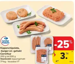 Carrefour Kippenchipolata, -burger en -gehakt Carrefour aanbieding