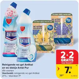 Carrefour Reinigende wc-gel Antikal en wc-blokje Ambi Pur aanbieding