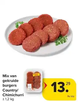 Carrefour Mix van gekruide burgers Country/ Chimichurri aanbieding