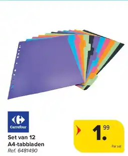Carrefour Set van 12 A4-tabbladen aanbieding