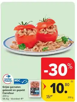 Carrefour Grijze garnalen gekookt en gepeld Carrefour aanbieding