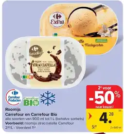 Carrefour Roomijs Carrefour en Carrefour Bio aanbieding