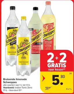 Carrefour Bruisende limonade Schweppes aanbieding