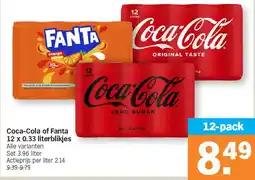 Albert Heijn Coca-Cola of Fanta 12 x 0.33 literblikjes aanbieding