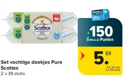 Carrefour Set vochtige doekjes Pure Scottex aanbieding
