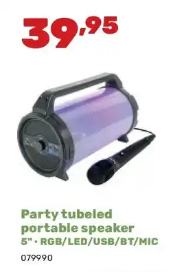 Happyland Party tubeled portable speaker 5 • RGB/LED/USB/BT/MIC aanbieding