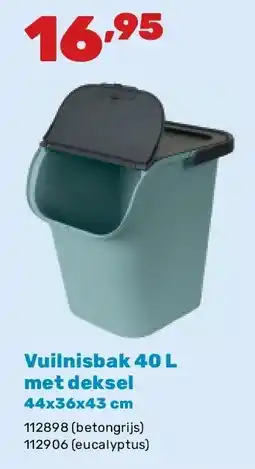 Happyland Vuilnisbak 40 L met deksel 44x36x43 cm aanbieding