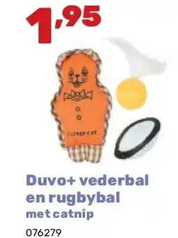 Happyland Duvo+ vederbal en rugbybal met catnip aanbieding