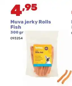 Happyland Muva jerky Rolls Fish 300 gr aanbieding