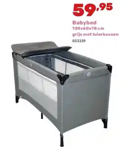 Happyland Babybed 120x60x78 cm grijs met luierkussen aanbieding