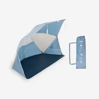 Decathlon Compacte strandtent 3 personen UPF50+ diameter 180 cm Iwiko grijs beige aanbieding