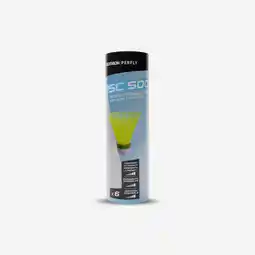 Decathlon Plastic badmintonshuttles PSC 500 medium 6 stuks geel aanbieding