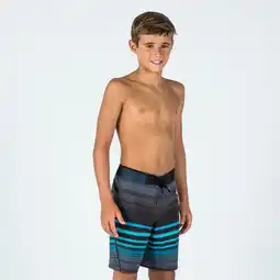 Decathlon Boardshort jongens 900 strepen zwart blauw aanbieding