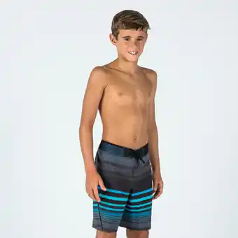 Decathlon Boardshort jongens 900 strepen zwart blauw aanbieding