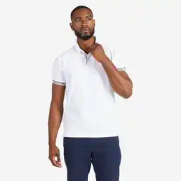 Decathlon Polo voor zeilen heren Sailing 100 korte mouwen wit grijs aanbieding