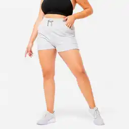 Decathlon Fitness short voor dames 520 gemêleerd lichtgrijs aanbieding