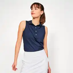Decathlon Mouwloze golfpolo voor dames WW500 marineblauw aanbieding