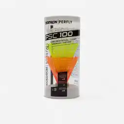 Decathlon KUNSTSTOF SHUTTLES PSC 100 MEDIUM 3 STUKS WIT/GROEN/ORANJE aanbieding