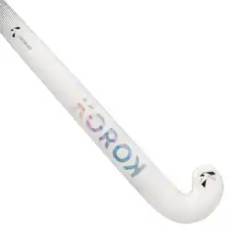 Decathlon Hockeystick voor gevorderde volwassenen mid bow 30% carbon FH530 wit zwart aanbieding