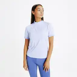 Decathlon Damespoloshirt met korte mouwen voor paardrijden Heritage lavendelblauw aanbieding