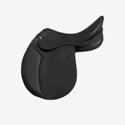 Decathlon Zadel voor paarden en pony's 100 kunstleer zwart 16 aanbieding