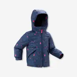 Decathlon Erg warme en waterdichte ski-jas voor kinderen 100 blauw met roze print aanbieding
