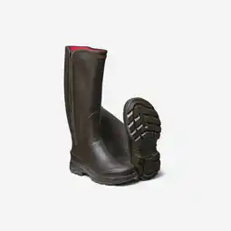 Decathlon Warme jachtlaarzen met rits voor heren 540 rubber en neopreen bruin aanbieding
