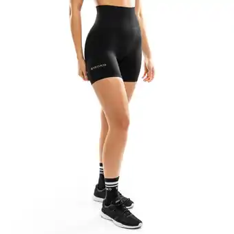 Decathlon Dames Fitness naadloze sportshort Persist Zwart aanbieding