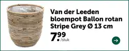 AVEVE Van der Leeden bloempot Ballon rotan Stripe Grey Ø 13 cm aanbieding