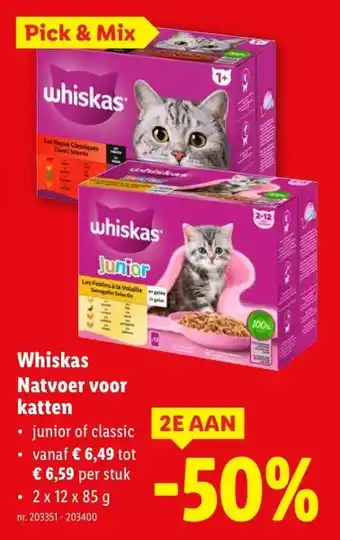 Lidl Whiskas Natvoer voor katten aanbieding