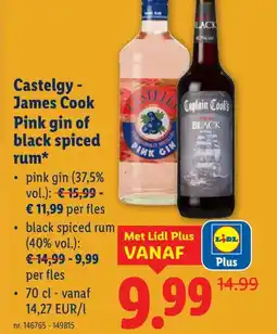 Lidl Castelgy- James Cook Pink gin of black spiced rum aanbieding