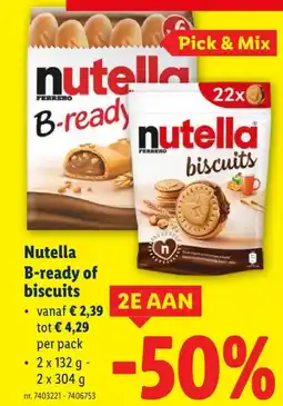 Lidl Nutella B-ready of biscuits aanbieding