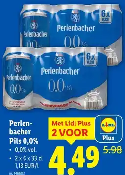Lidl Perlen- bacher Pils 0,0% aanbieding