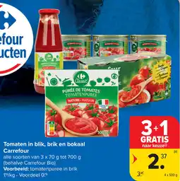 Carrefour Tomaten in blik, brik en bokaal Carrefour aanbieding
