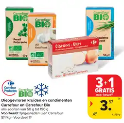 Carrefour Diepgevroren kruiden en condimenten Carrefour en Carrefour Bio aanbieding