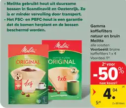 Carrefour Melitta Gamma koffiefilters natuur en bruin aanbieding