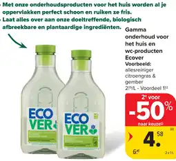 Carrefour Ecover gamma onderhoud voor het huis en wc-producten aanbieding