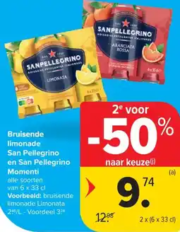 Carrefour San Pellegrino en San Pellegrino Momenti Bruisende limonade aanbieding