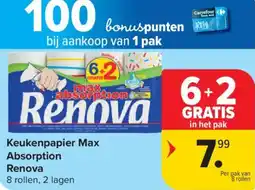 Carrefour Renova Keukenpapier Max Absorption aanbieding